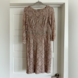 Jackie Jon New York Champagne Beaded Lace Dress